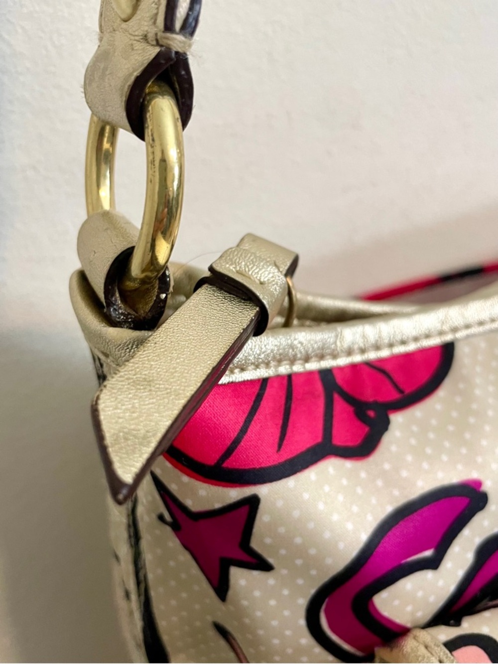 Vintage Coach Poppy Kyra Floral Graffiti Cream Sateen Crossbody Bag Y2K - Picture 9 of 16